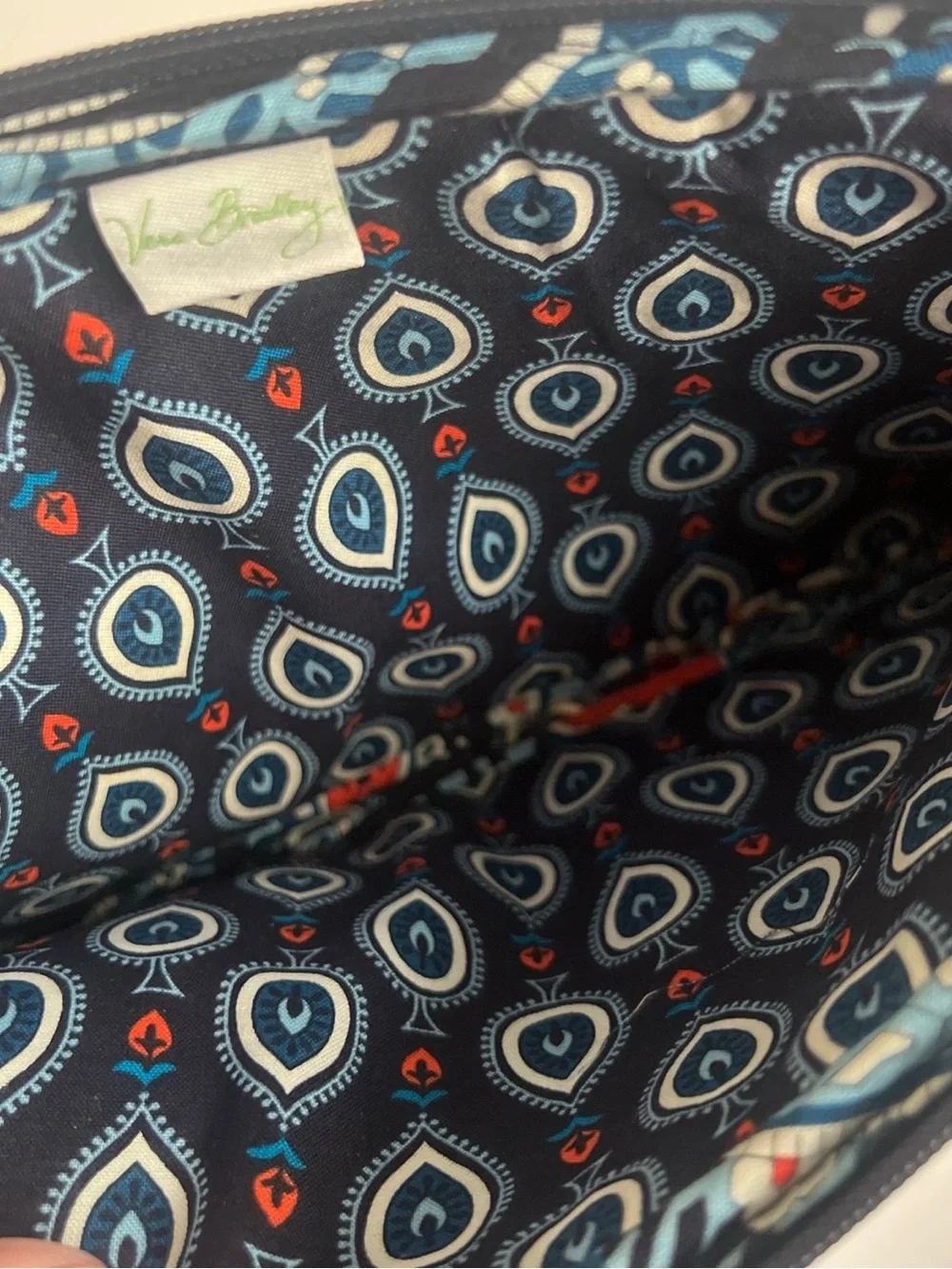Vera Bradley Navy Floral Quilted E-Tablet Pouch with Teal & Coral Accents